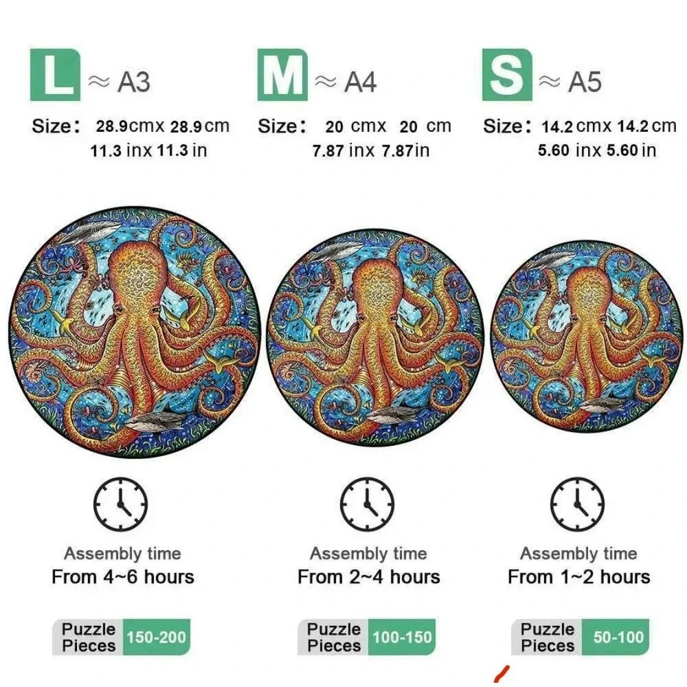 Wooden Jigsaw Puzzles for Adults, Octopus Style Wooden Jigsaw Puzzles Gifts